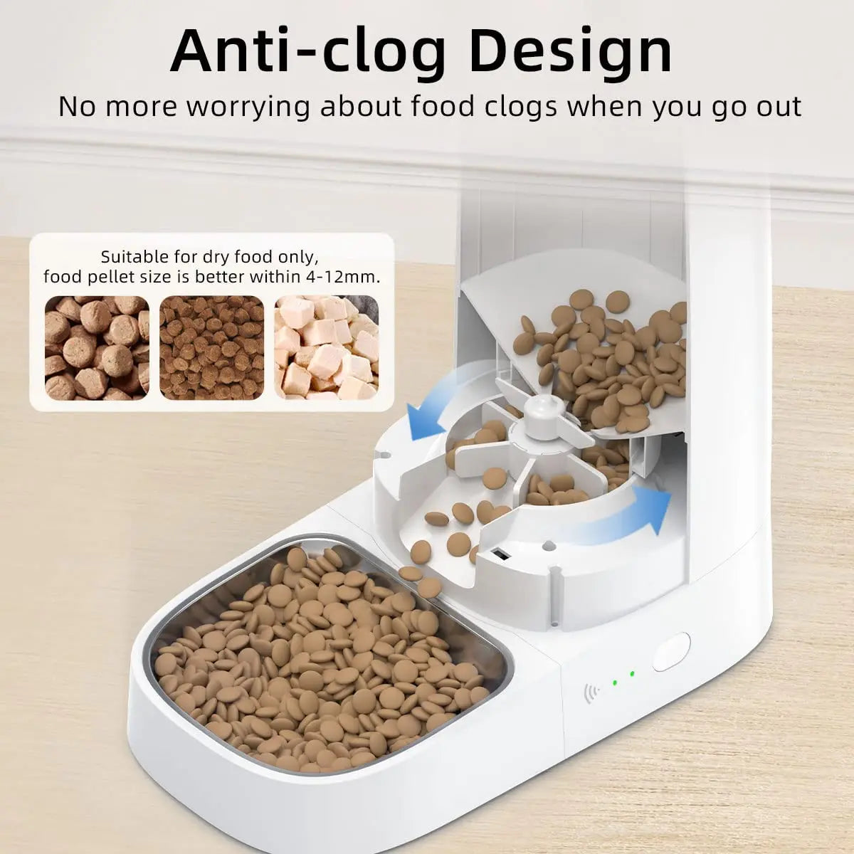 Smartphone-controlled pet feeder for cats and dogs